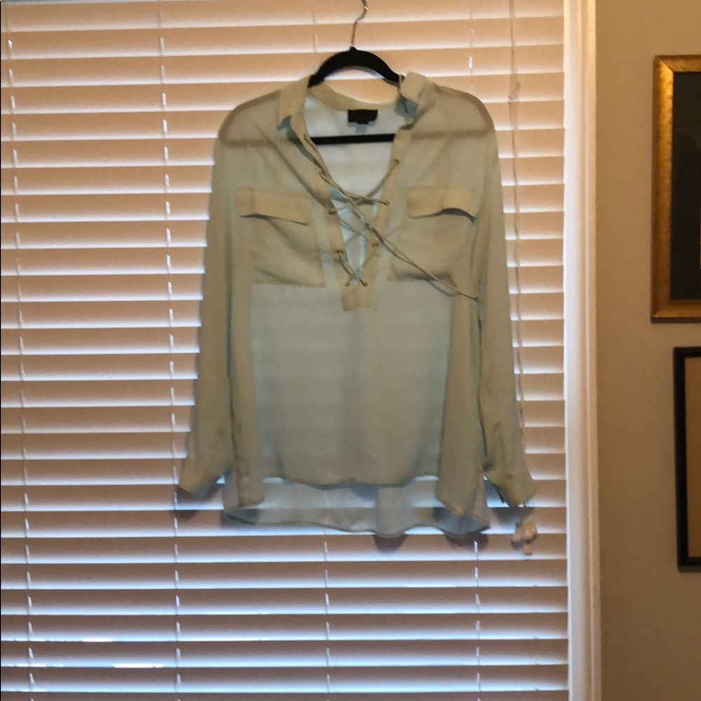 Mint blouse with ties